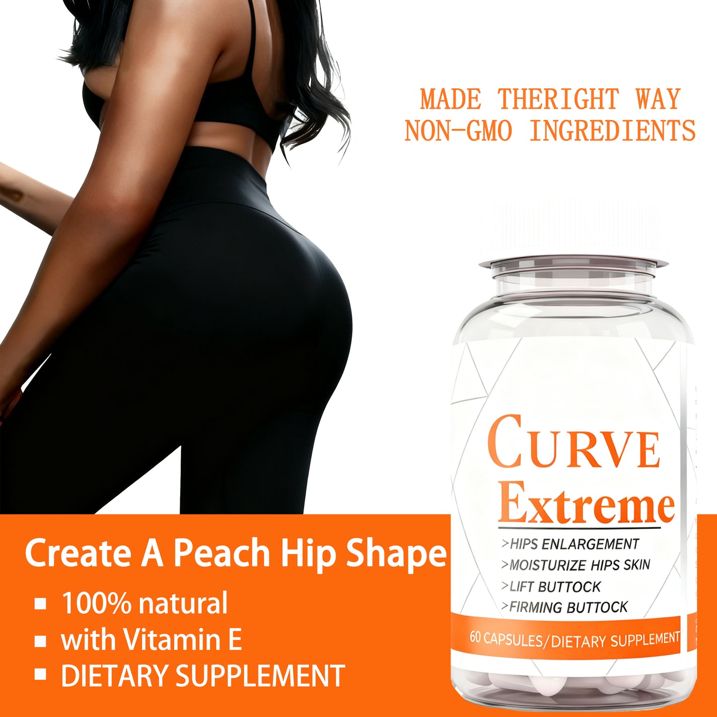 Butt Enlargement Maca Aguaje Fenugreek Capsules for Hips Lifting Firming Booty Hip Enhancement Growth Pill