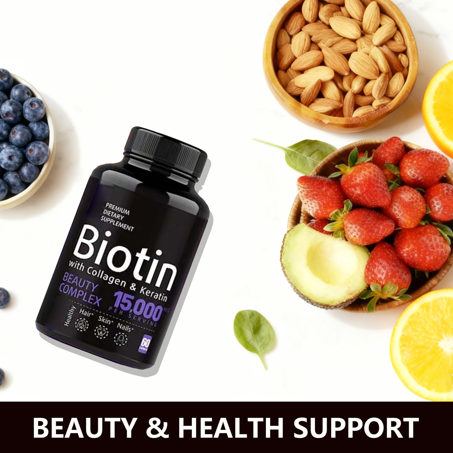 OEM Custom Label Hair Skin and Nails Vitamins and Supplement Biotin Capsules Biotin Capsules Collagen Supplement Vitamin