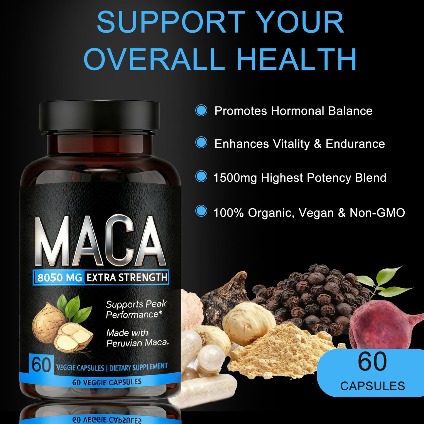 Men Power Herbal Supplement Maca Energy Booster Strong Energy Tablet Capsules Maca Root Capsules For Men
