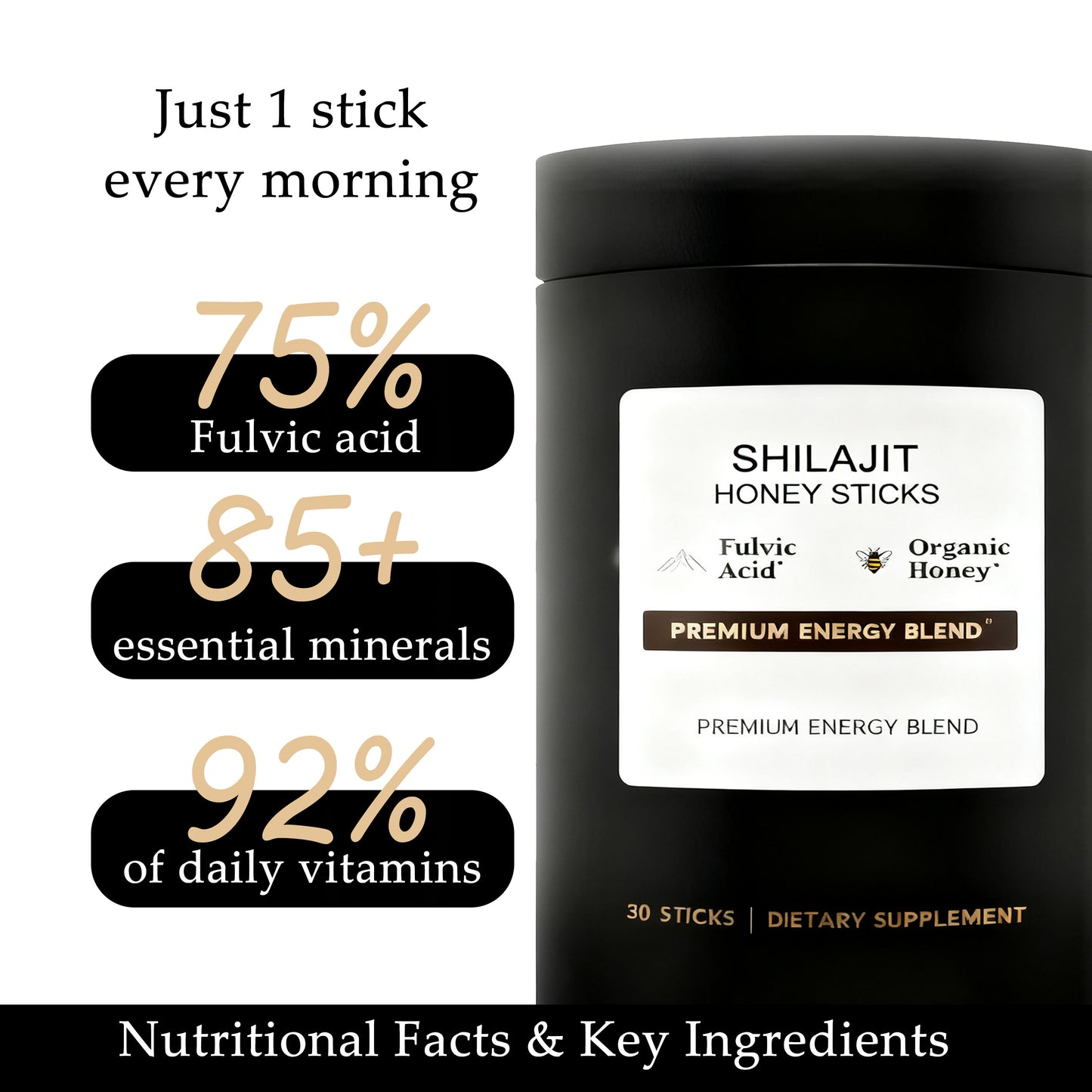 Hot Sale Shilajit Honey Sticks for Women Strawberry Flavor Pure Himalayan Shilajit With Saffron for Hormonal Balance