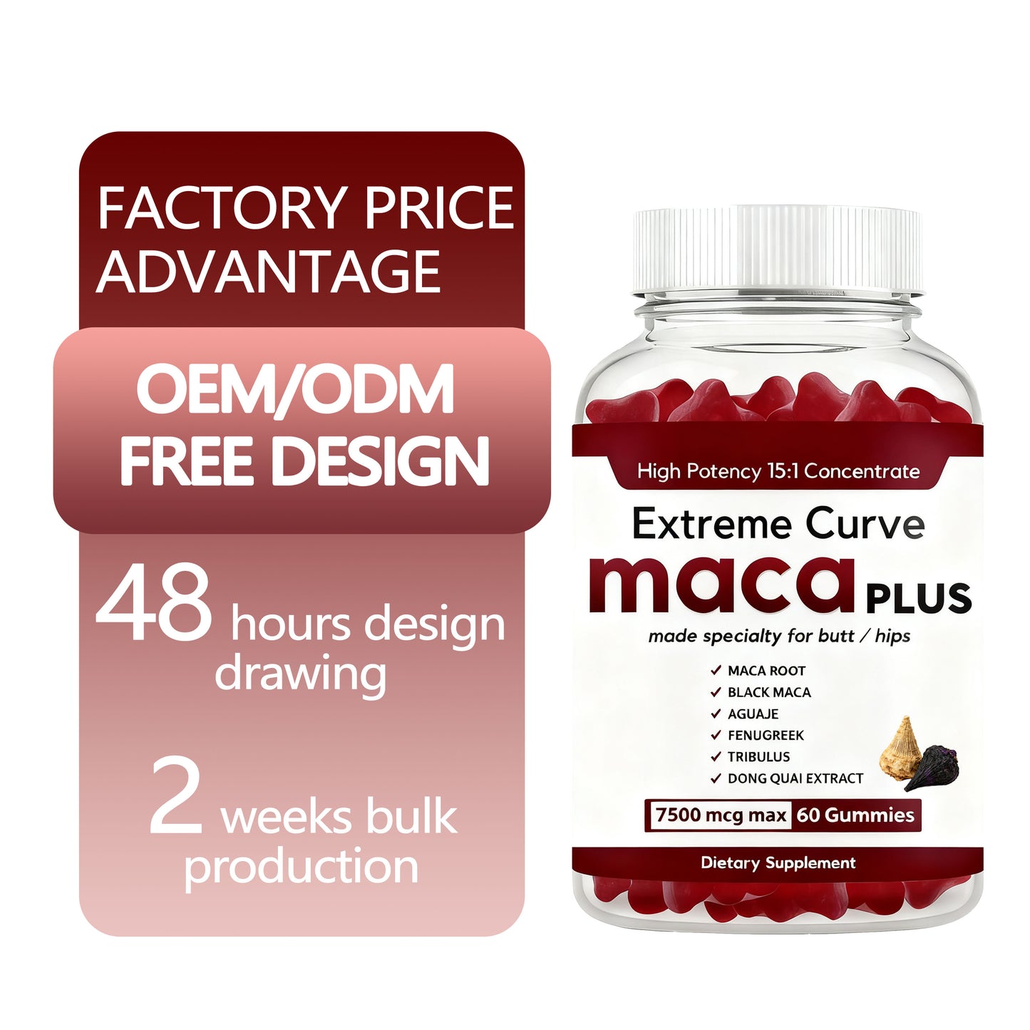 OEM Activated Maca Capsules Female Charm Curve Shaping Herbal Supplements Reshapes Confident Buttocks Line for Ultimate Body