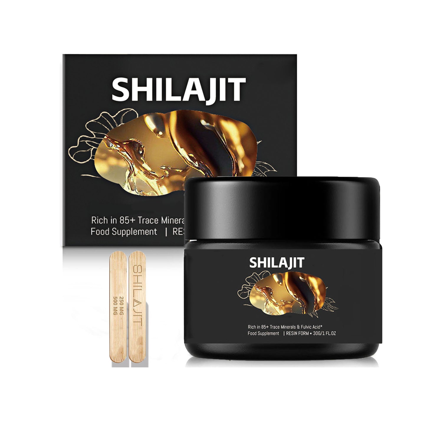 Authentic 85% Fulvic Acid Shilajit Resin Large Jar Organic Natural Herbal Supplements for Adults