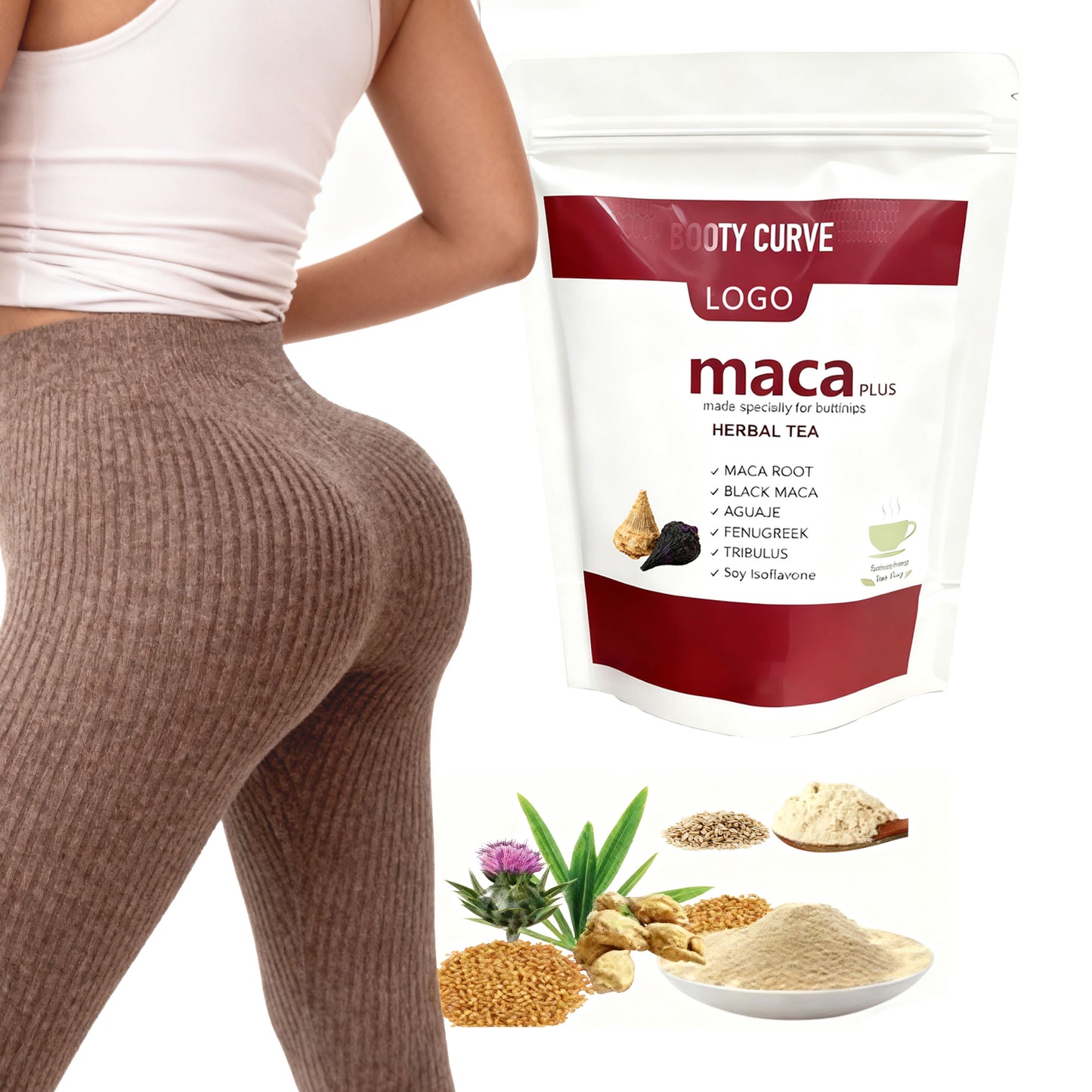 Organic Hips and Bums Enlargement Pills Powder Buttocks & Hip Enlargement Pills Body Enhancement Maca Root Extract Powder