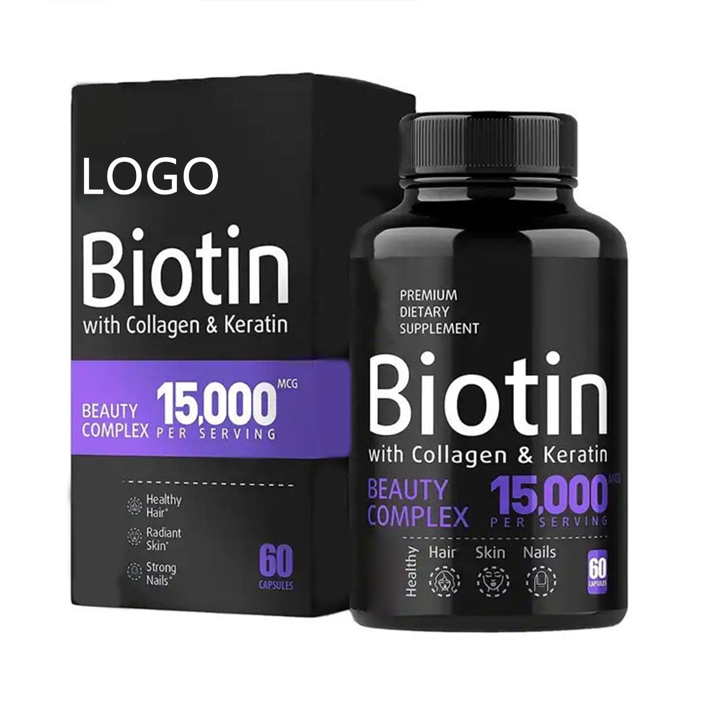 OEM Custom Label Hair Skin and Nails Vitamins and Supplement Biotin Capsules Biotin Capsules Collagen Supplement Vitamin