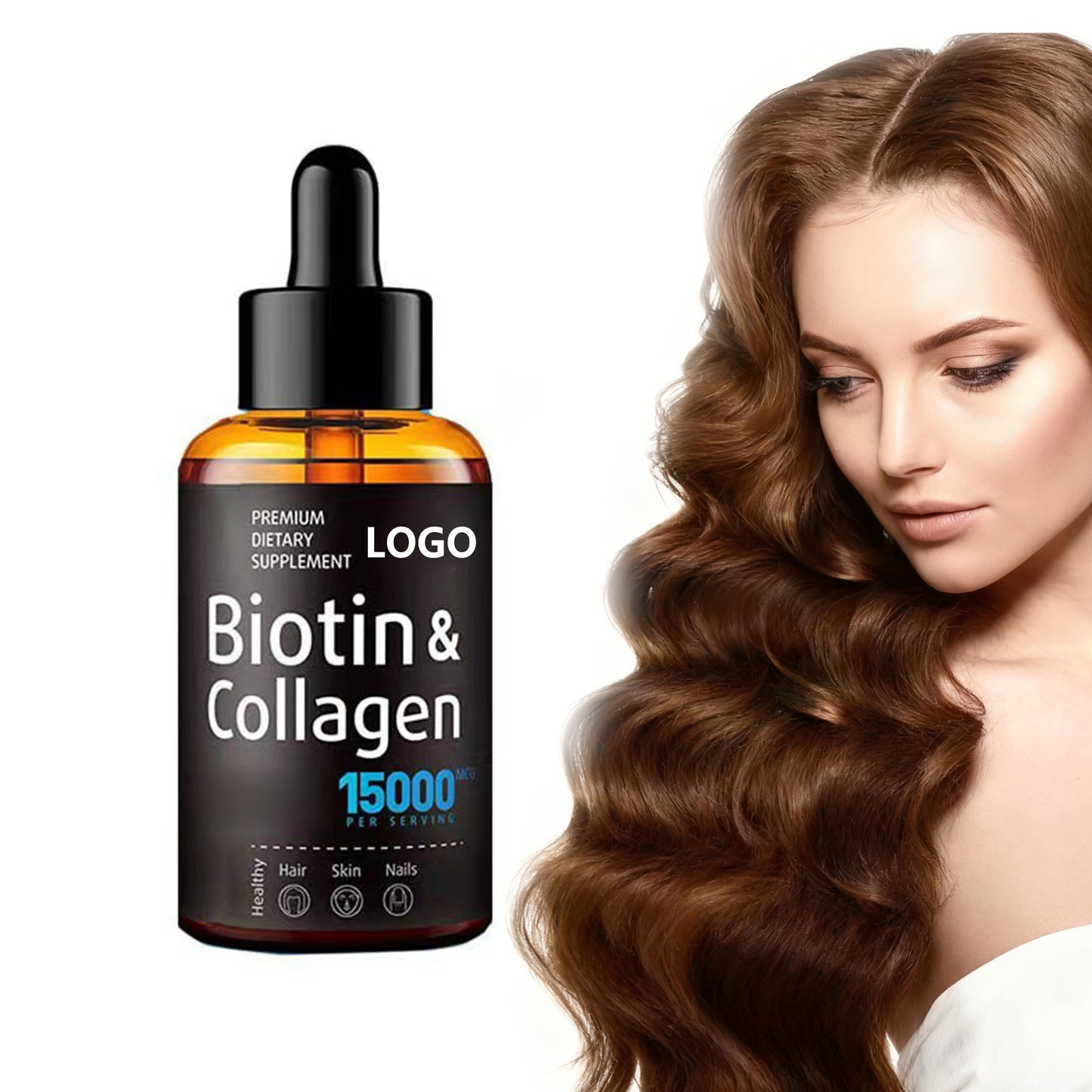 Biotin Collagen Liquid Drops Hair Growth Vitamin Biotin Supplement for Strong Nails Healthy Skin Hair Biotin Collagen Drops