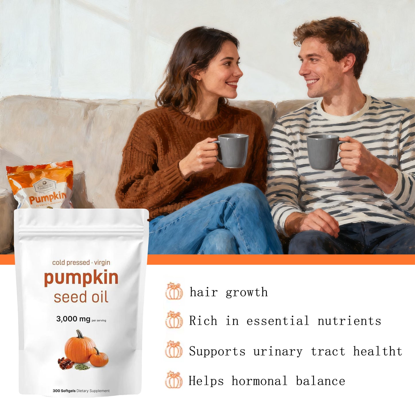 Private Label Hot Sale 180 300 Count Pumpkin Seed Oil Softgels with Saw Palmetto Herbal Supplement Pumpkin Seed Oil Softgels