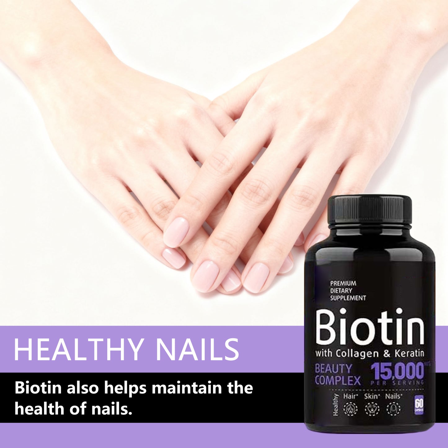 OEM Custom Label Hair Skin and Nails Vitamins and Supplement Biotin Capsules Biotin Capsules Collagen Supplement Vitamin
